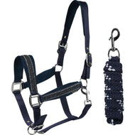 Horka Halsterset Equestrian Pro Crystals & Pearls Blauw