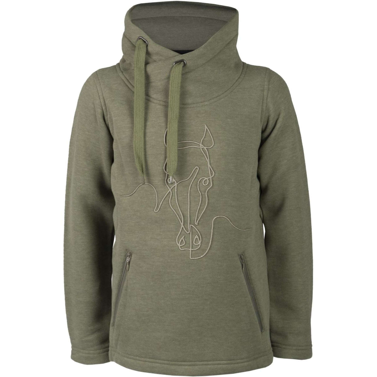 Red Horse Sweatshirt Cozy Dark Olive