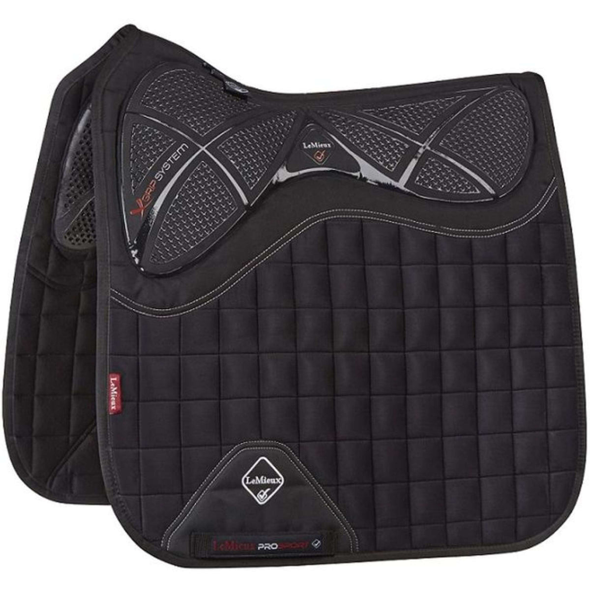 LeMieux Zadeldekje X-Grip Twin Square Dressuur Zwart