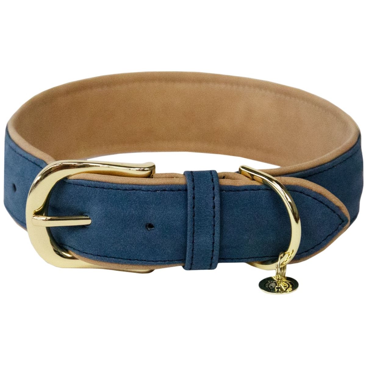 Kentucky Hondenhalsband Soft Vegan Leather Navy/Beige