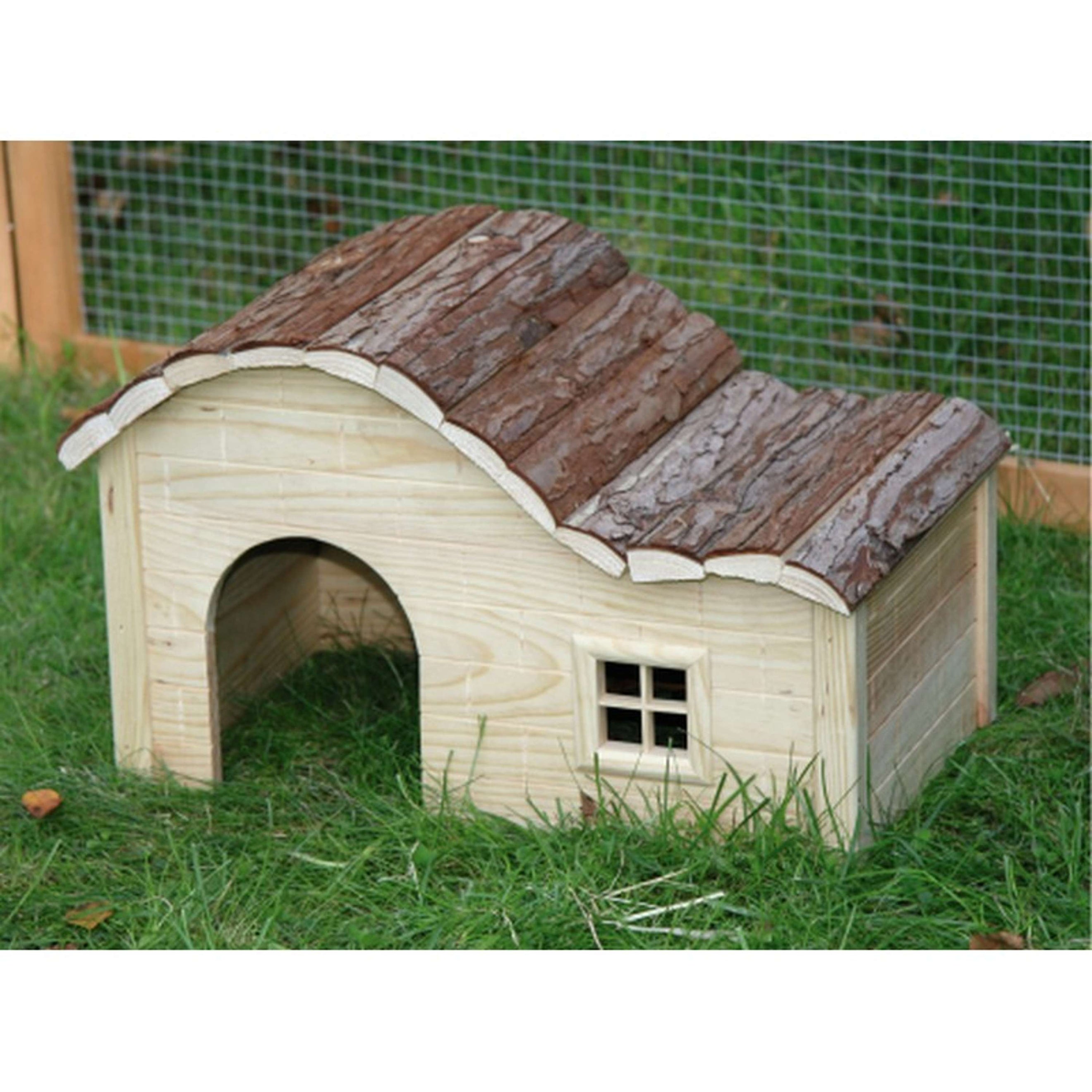 Kerbl Konijnenhuis Nature met Golvend Dak Hout Kerbl Konijnenhuis Nature met Golvend Dak Hout
