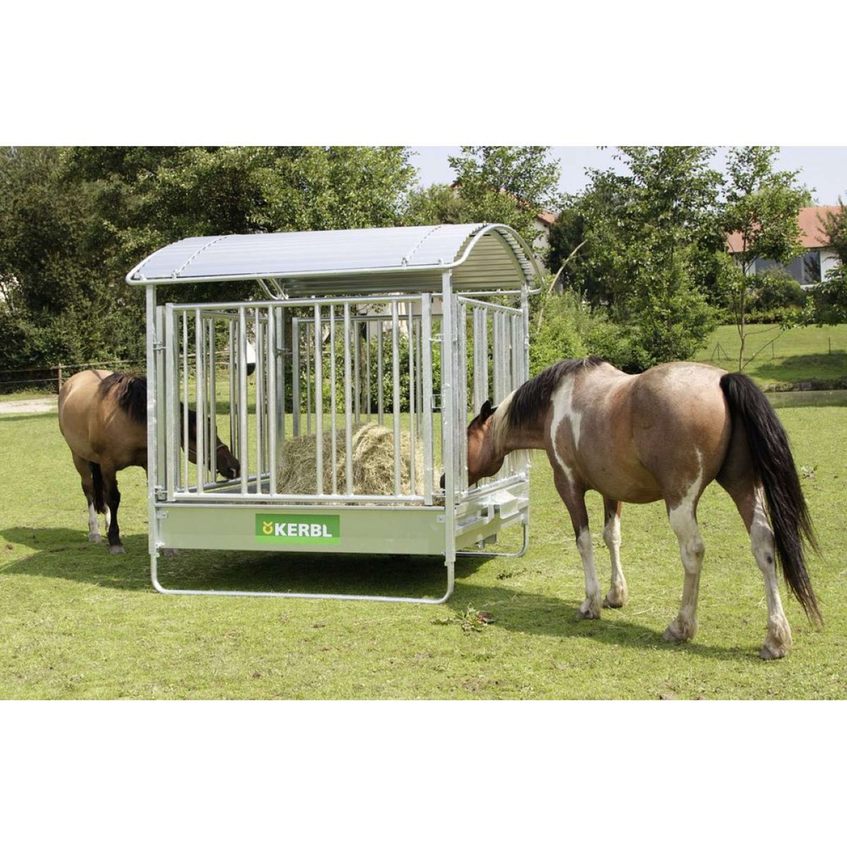 Kerbl Square hay rack for horses with safety feeding barrier