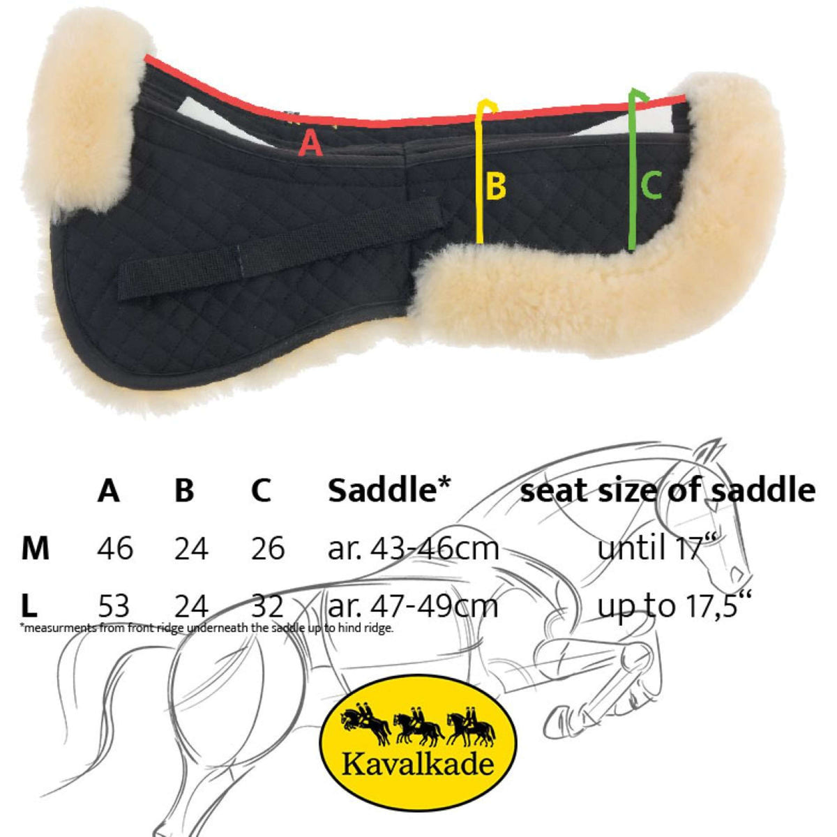 Kavalkade Zadelonderlegger met Lamsvacht Zwart/Naturel