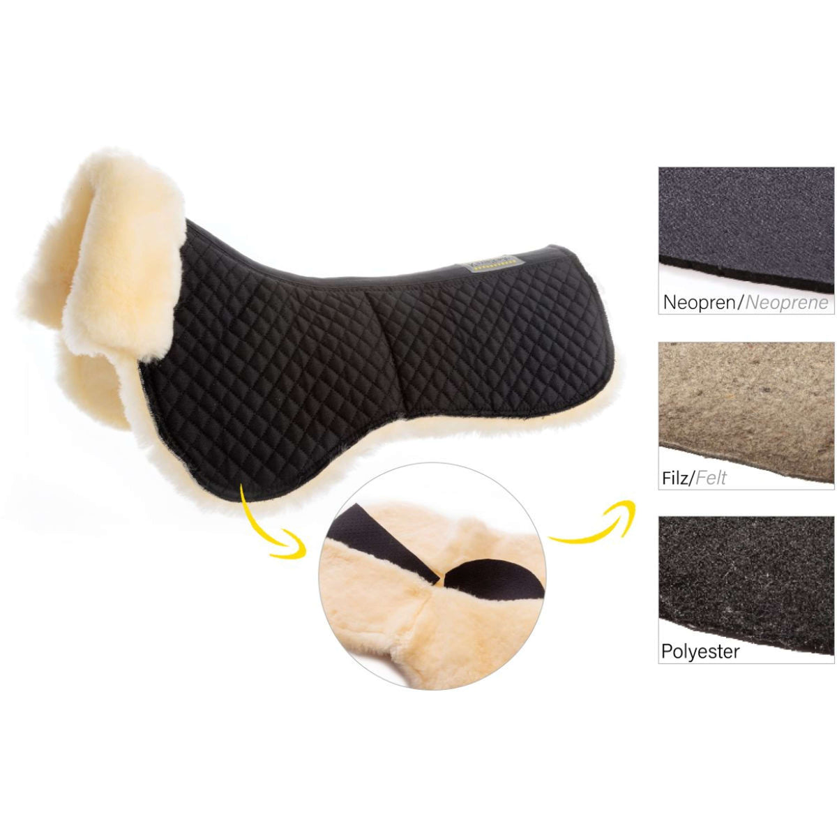 Kavalkade Onderlegger Lambskin Zwart/Naturel