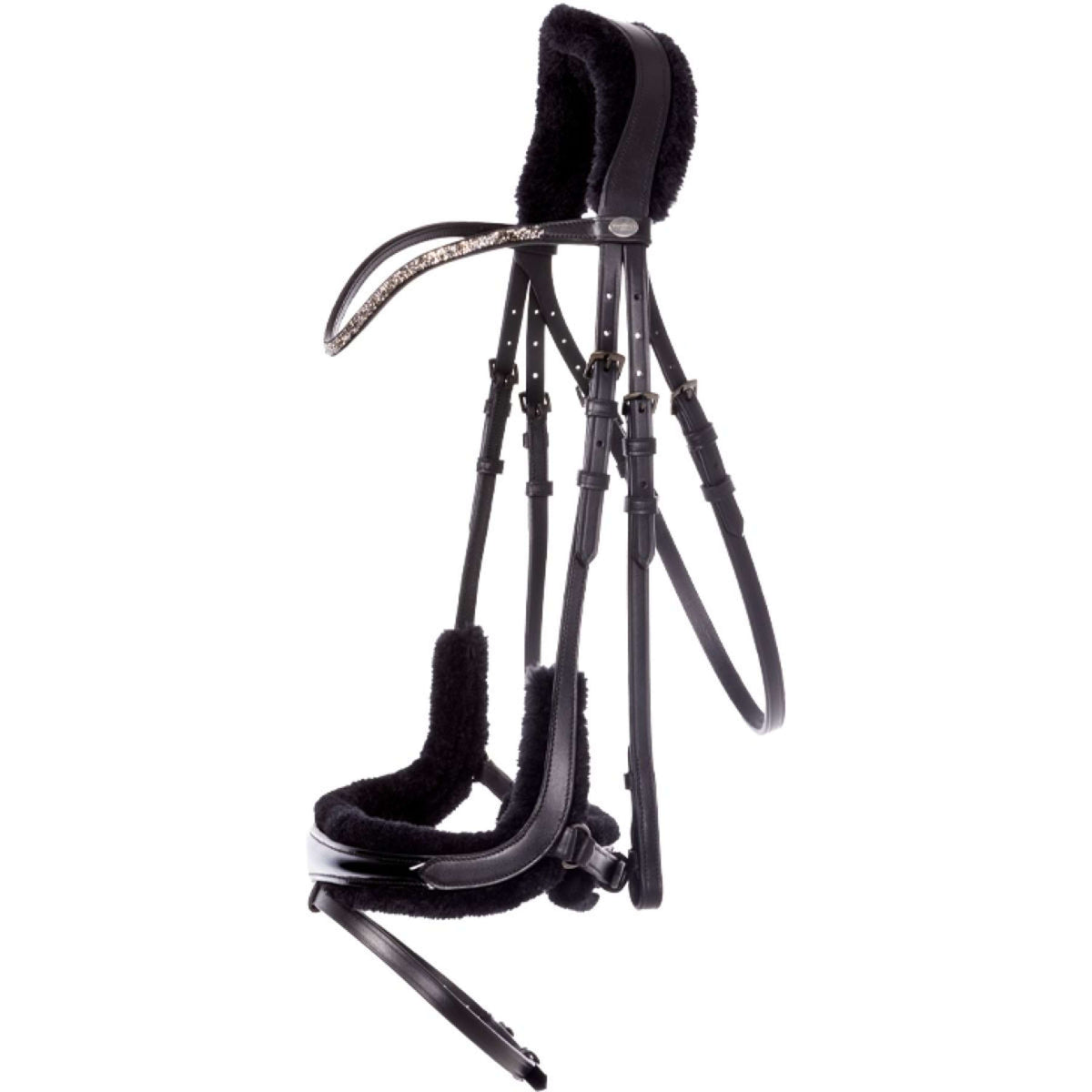 Kavalkade Hoofdstel Ivella Faux Fur Zwart/Patent/Zwart