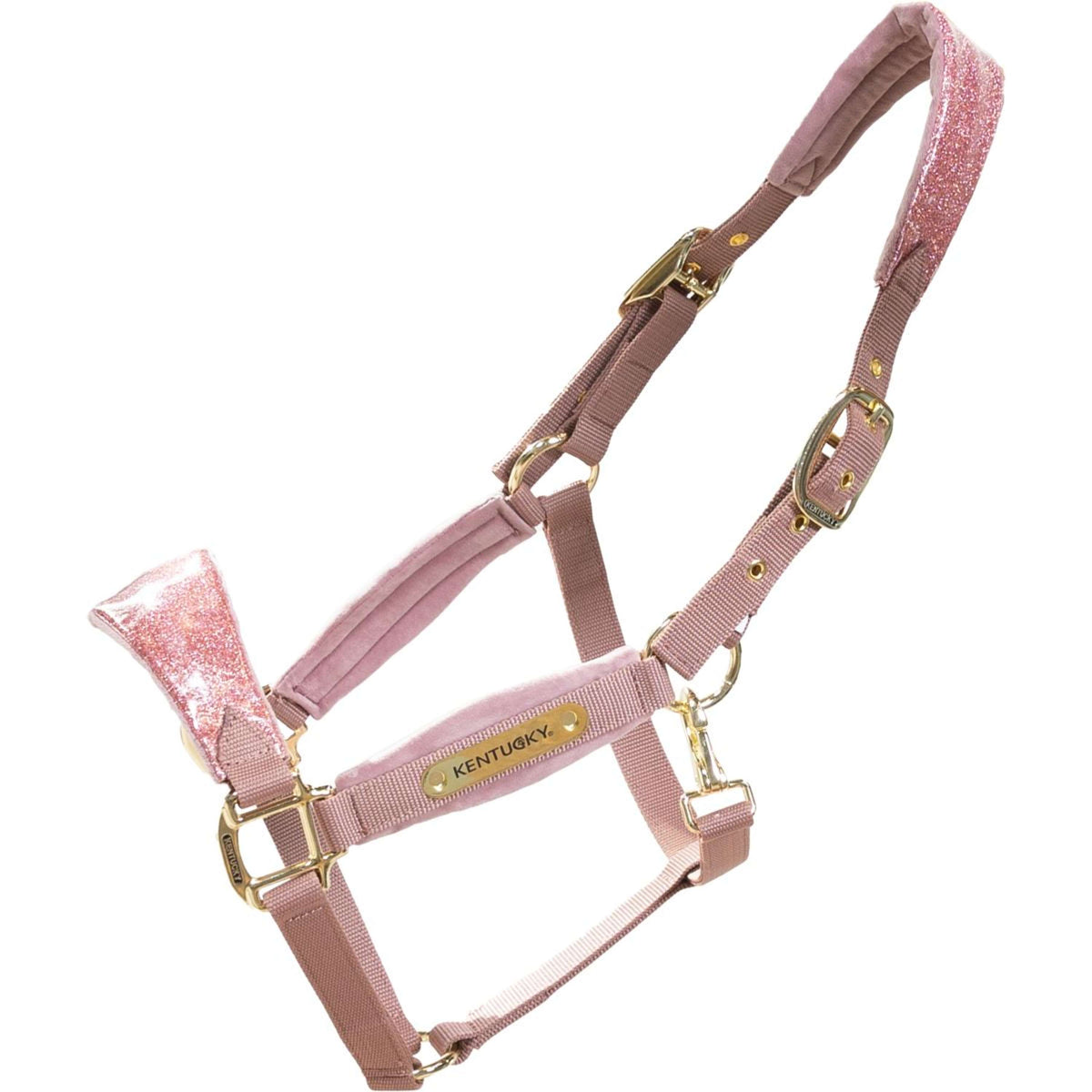 Kentucky Halster Velvet Glitter Unicorn Oud Roze