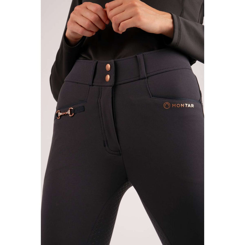 Montar Rijbroek Molly Rosegold Highwaist Full Grip Navy