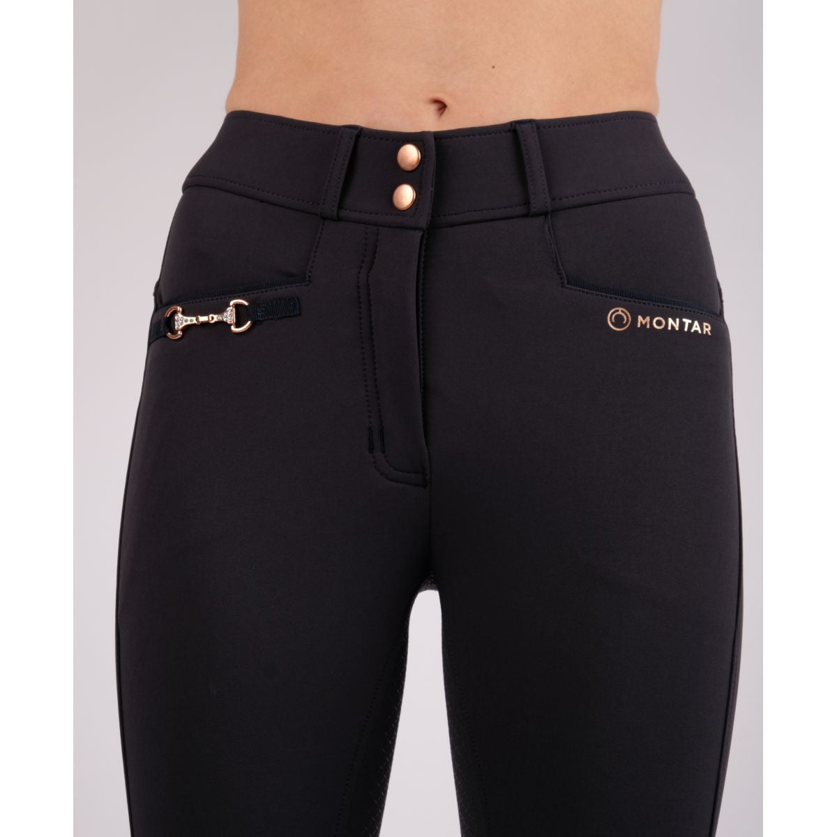 Montar Rijbroek Molly Rosegold Highwaist Full Grip Navy