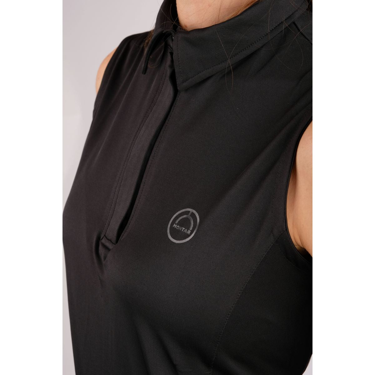 Montar Poloshirt Fiona Mouwloos Zwart