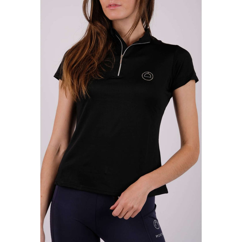 Montar Poloshirt Everly Crystal Logo Zwart Montar Poloshirt Everly Crystal Logo Zwart
