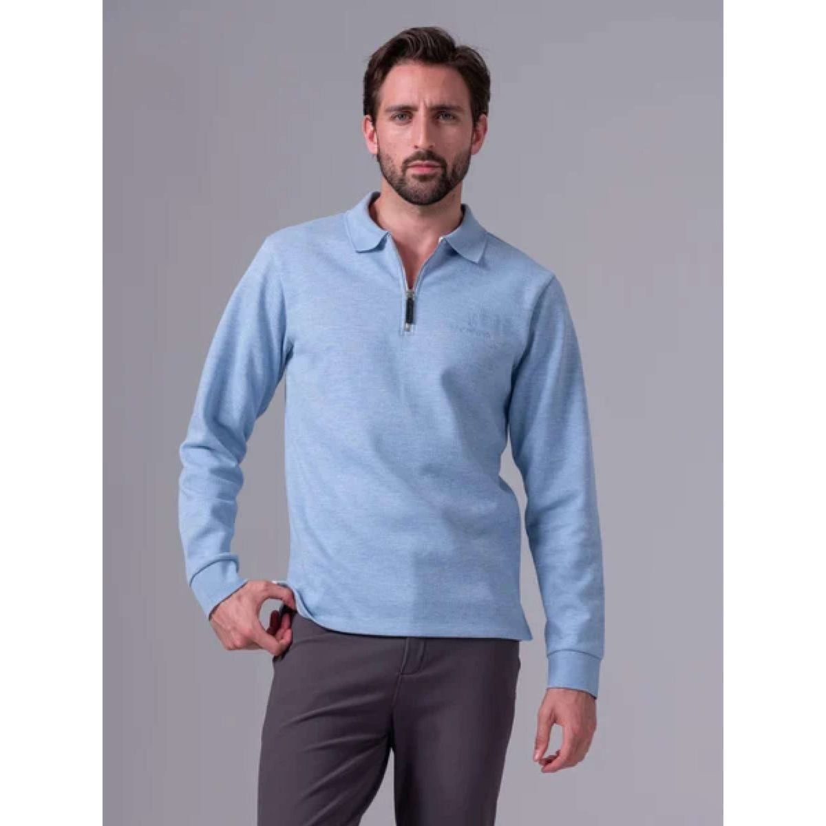 PS of Sweden Poloshirt Oliver Heren Blue Melange