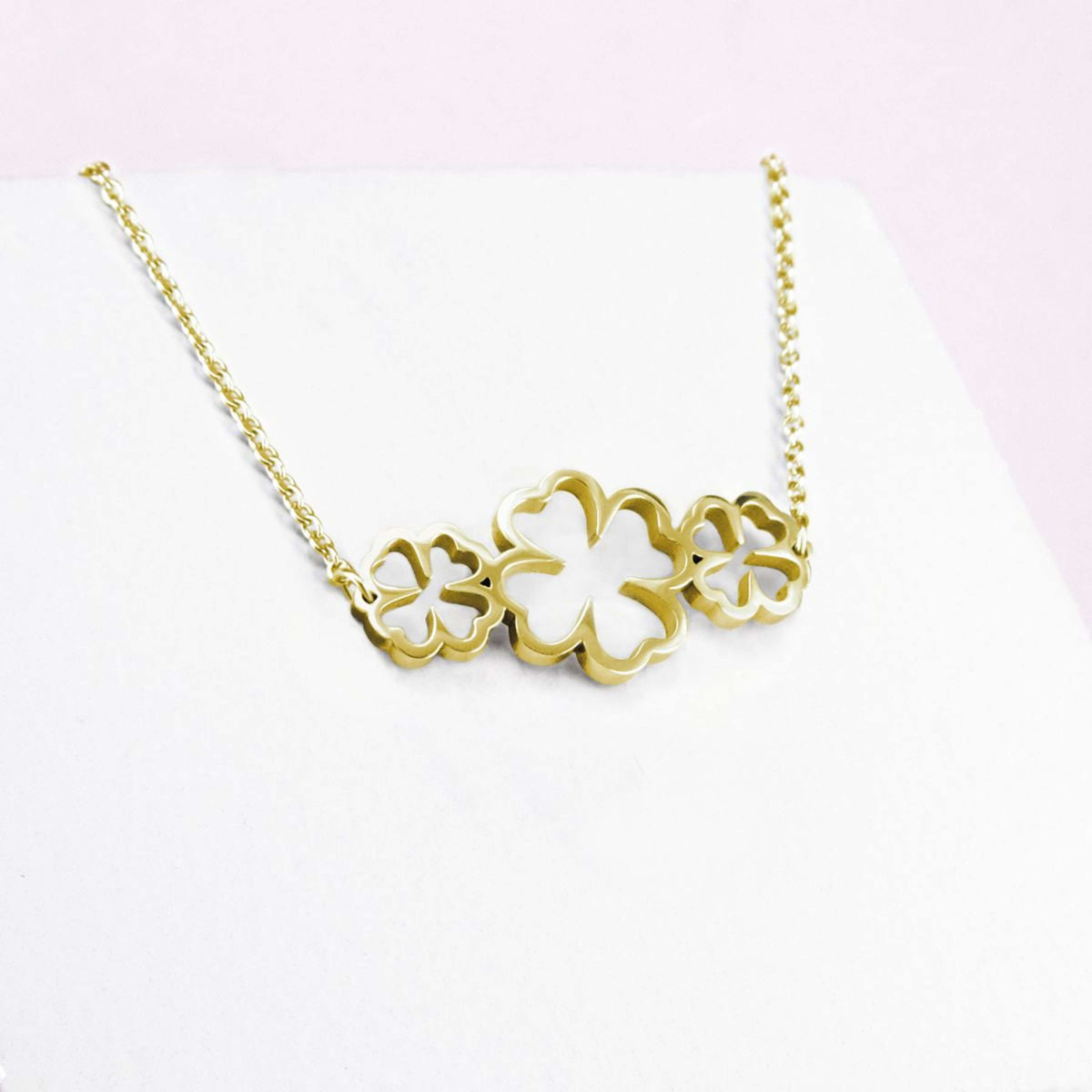 Ponytail&Co Ketting met 3 Klavers Goud