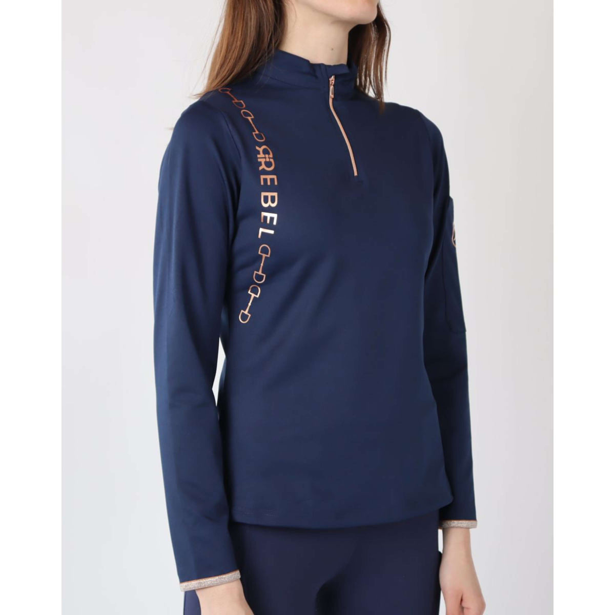 Rebel Shirt Lange Mouwen Bid-Chain Rosegoud Logo Navy