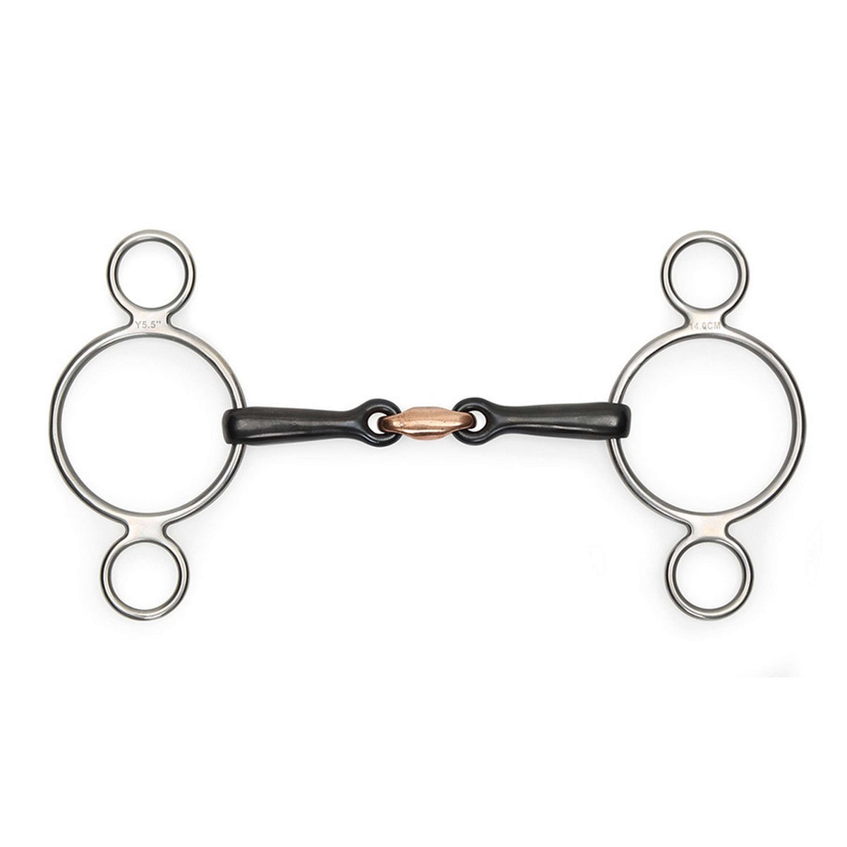 Shires Dubbelgebroken Twee Rings Sweet Iron Bit Black Sweet Iron