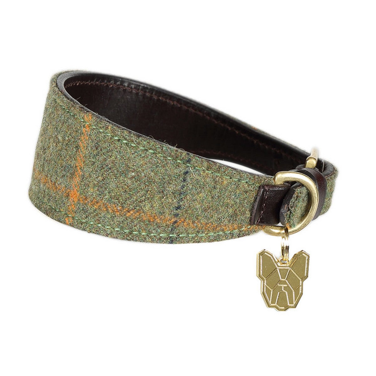 Digby & Fox by Shires Halsband Greyhound Leder Gevoerd Groen