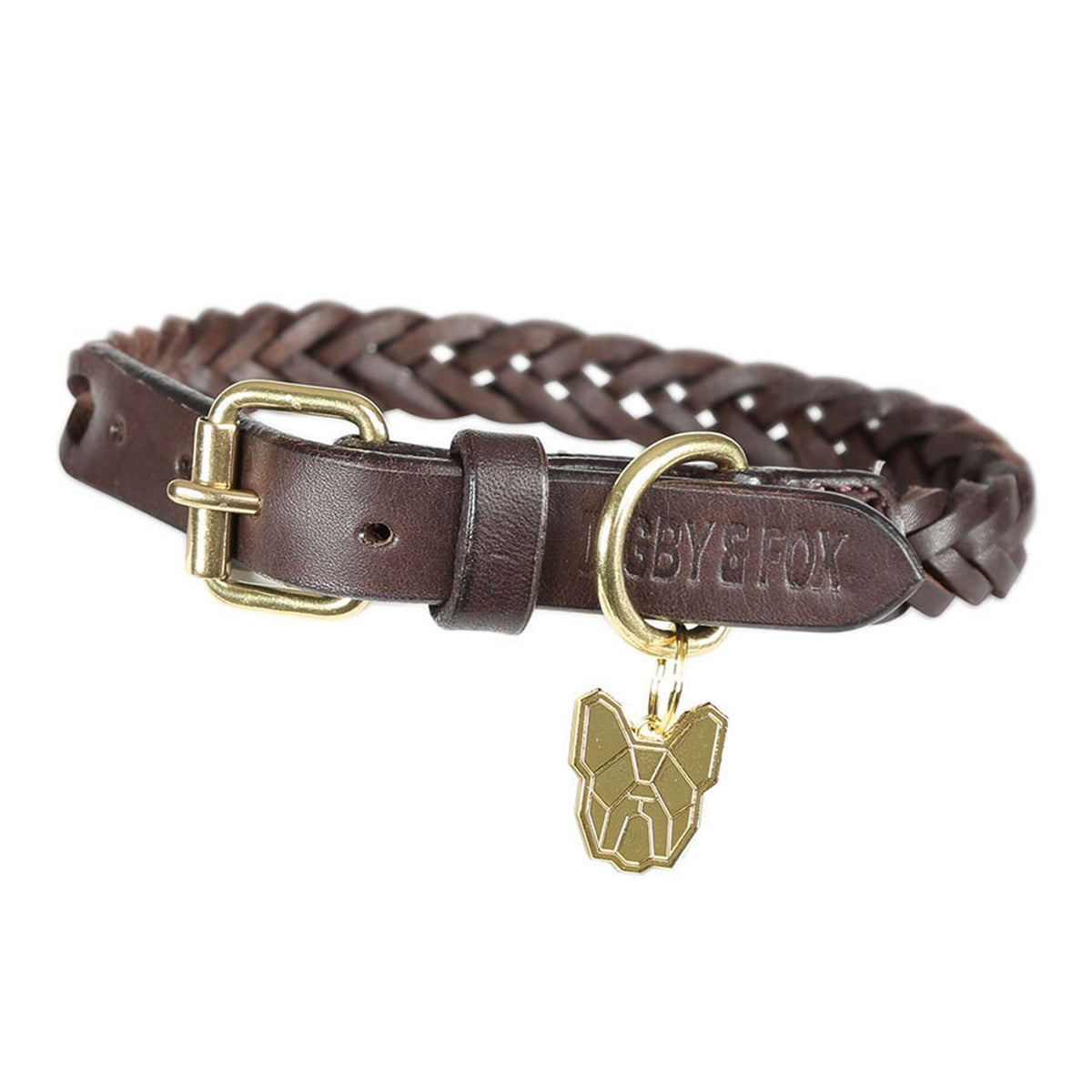 Digby & Fox Halsband Gevlochten Leder Bruin