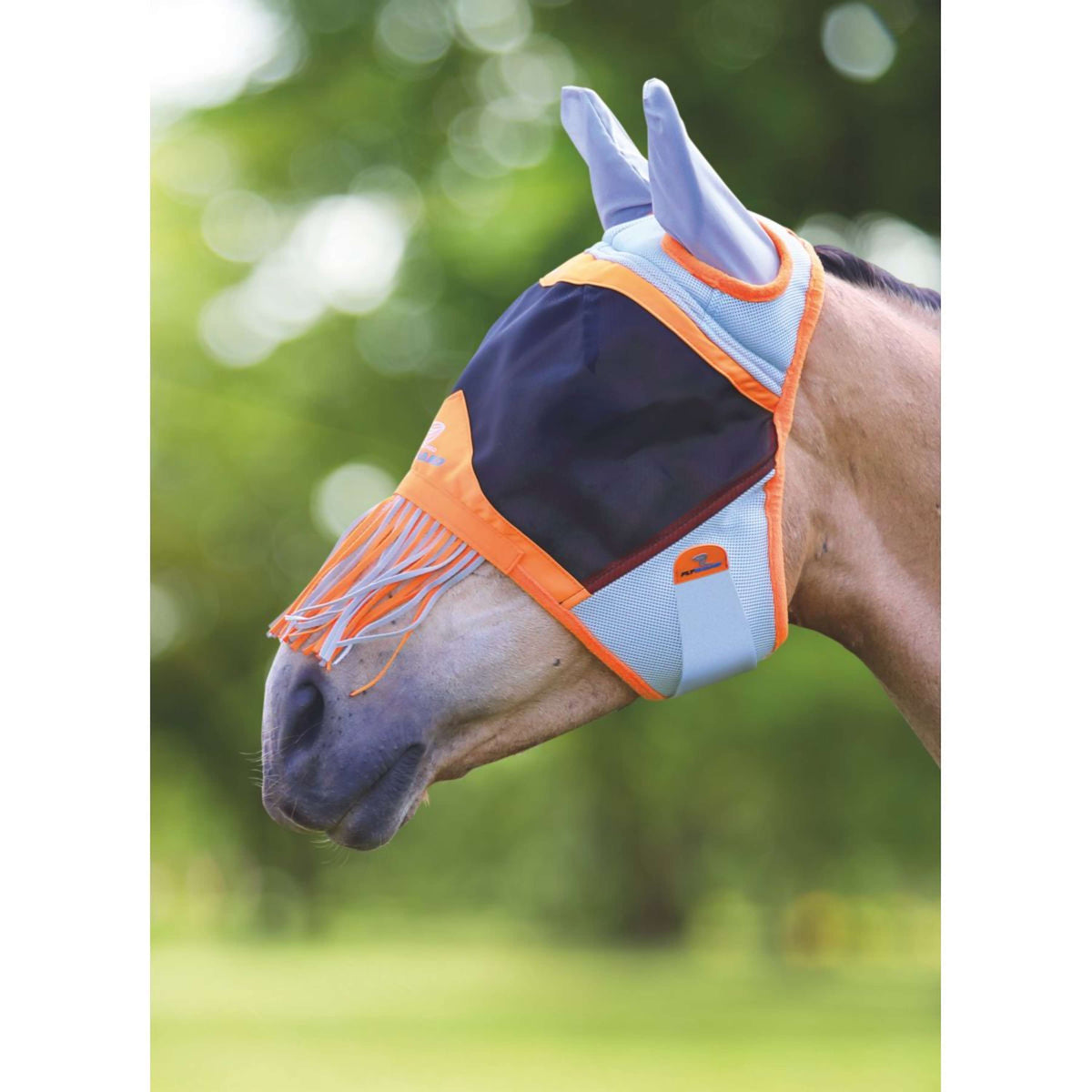 Shires Vliegenmasker Air Motion met Oren en Franjes Oranje