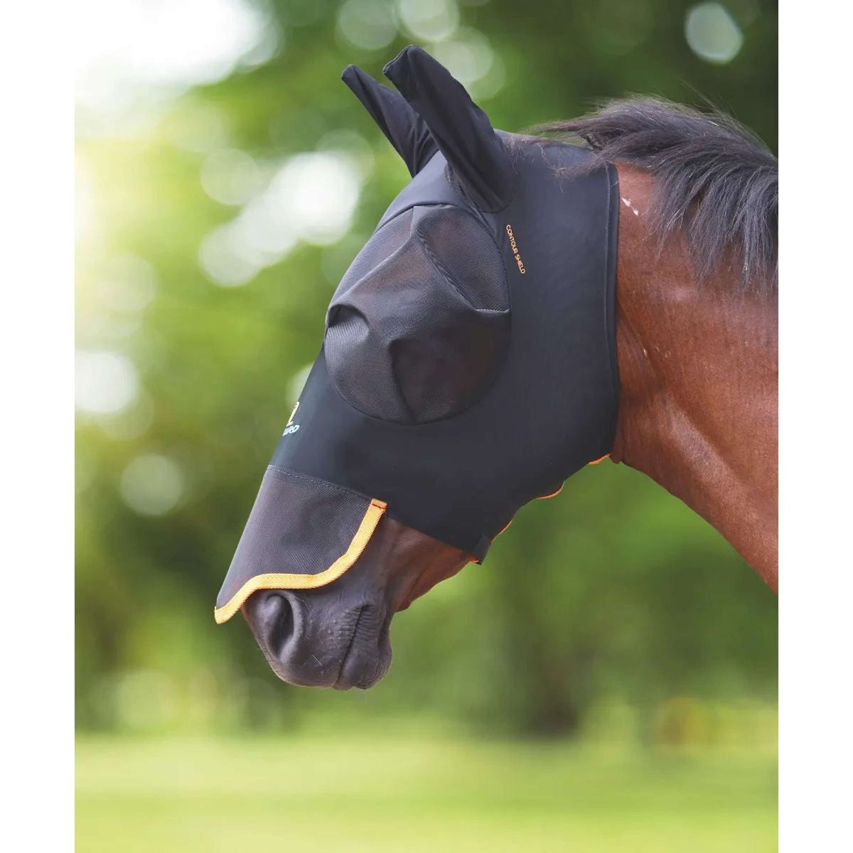 Shires Vliegenmasker Stretch met Neus Jet Zwart