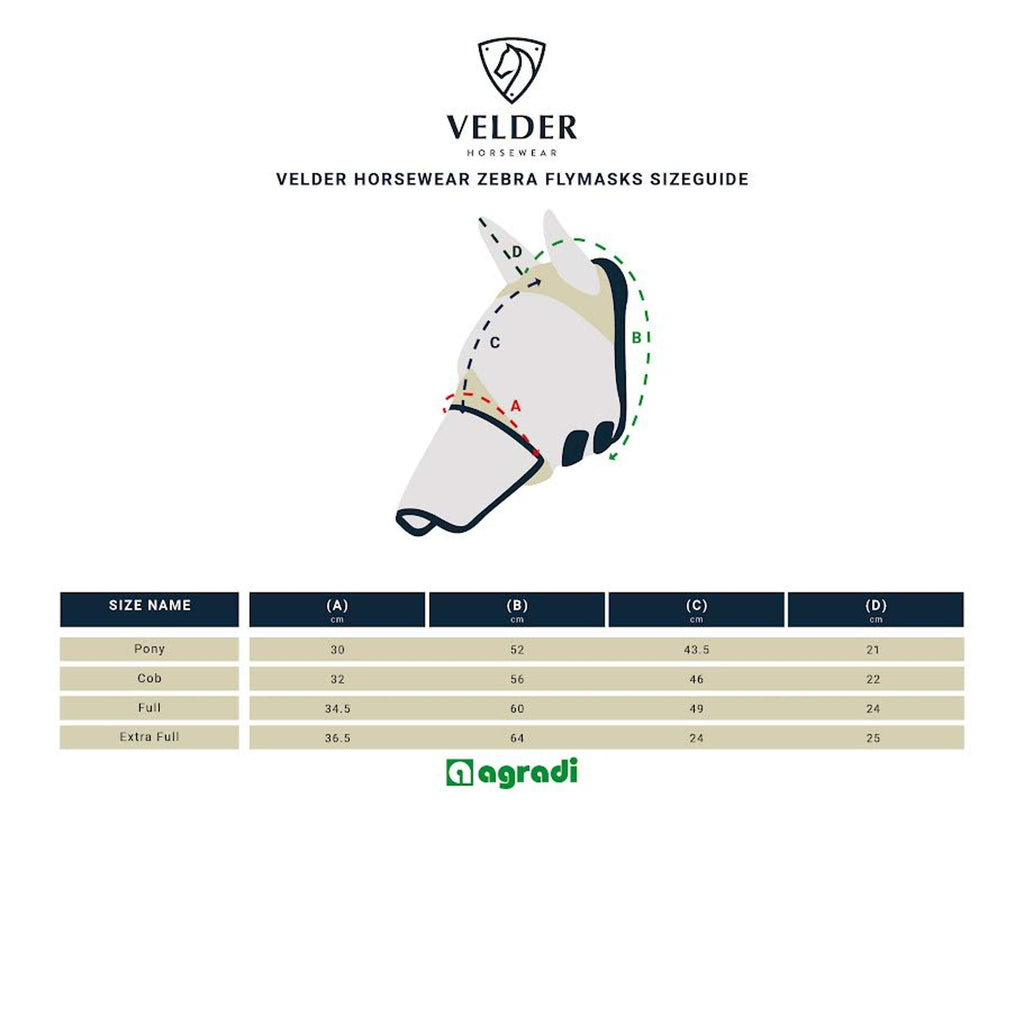 Velder Horsewear Essentials Vliegenmasker Zebra met Oren Zwart/Wit
