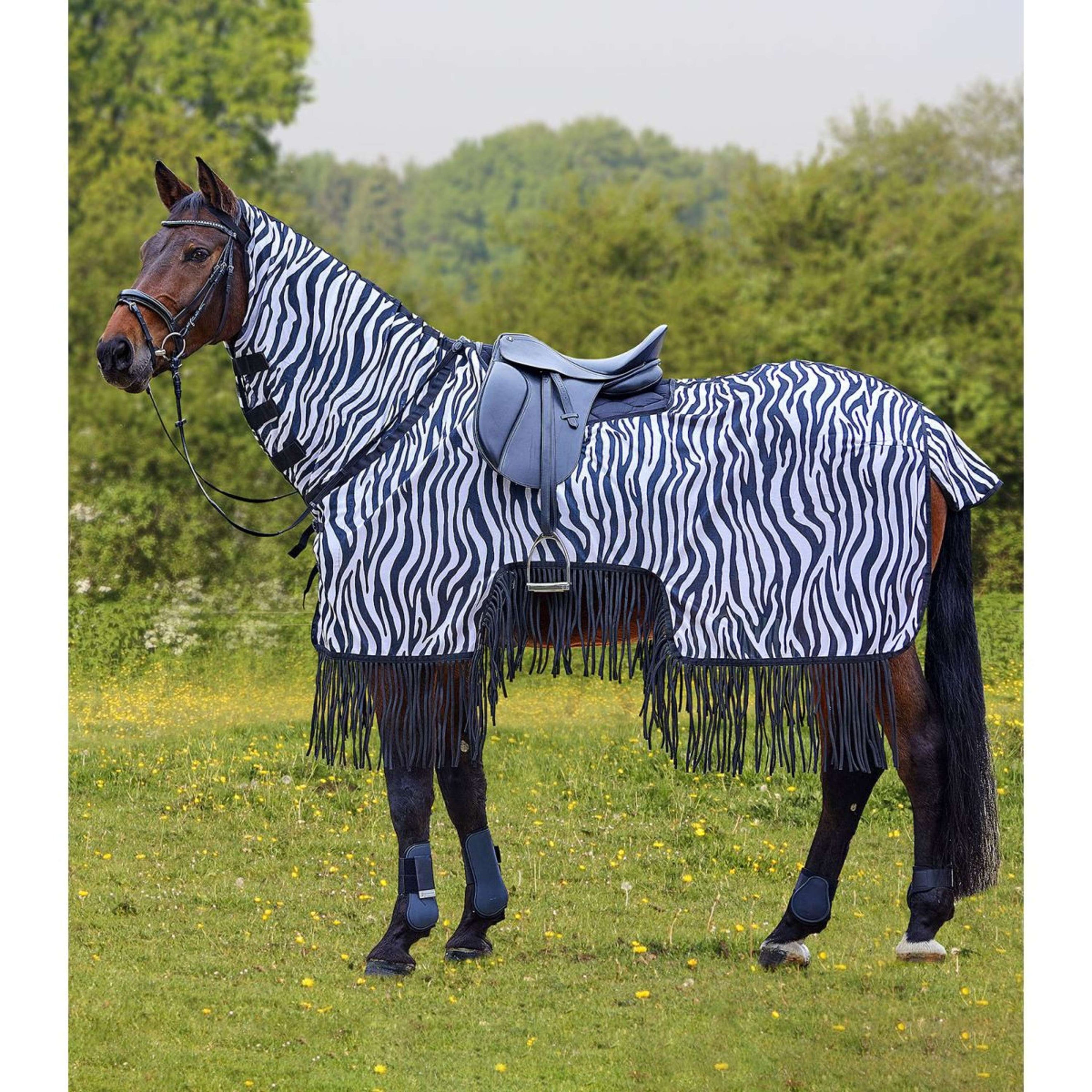 Waldhausen Vliegenuitrijdeken Zebra met Franjes Zebra