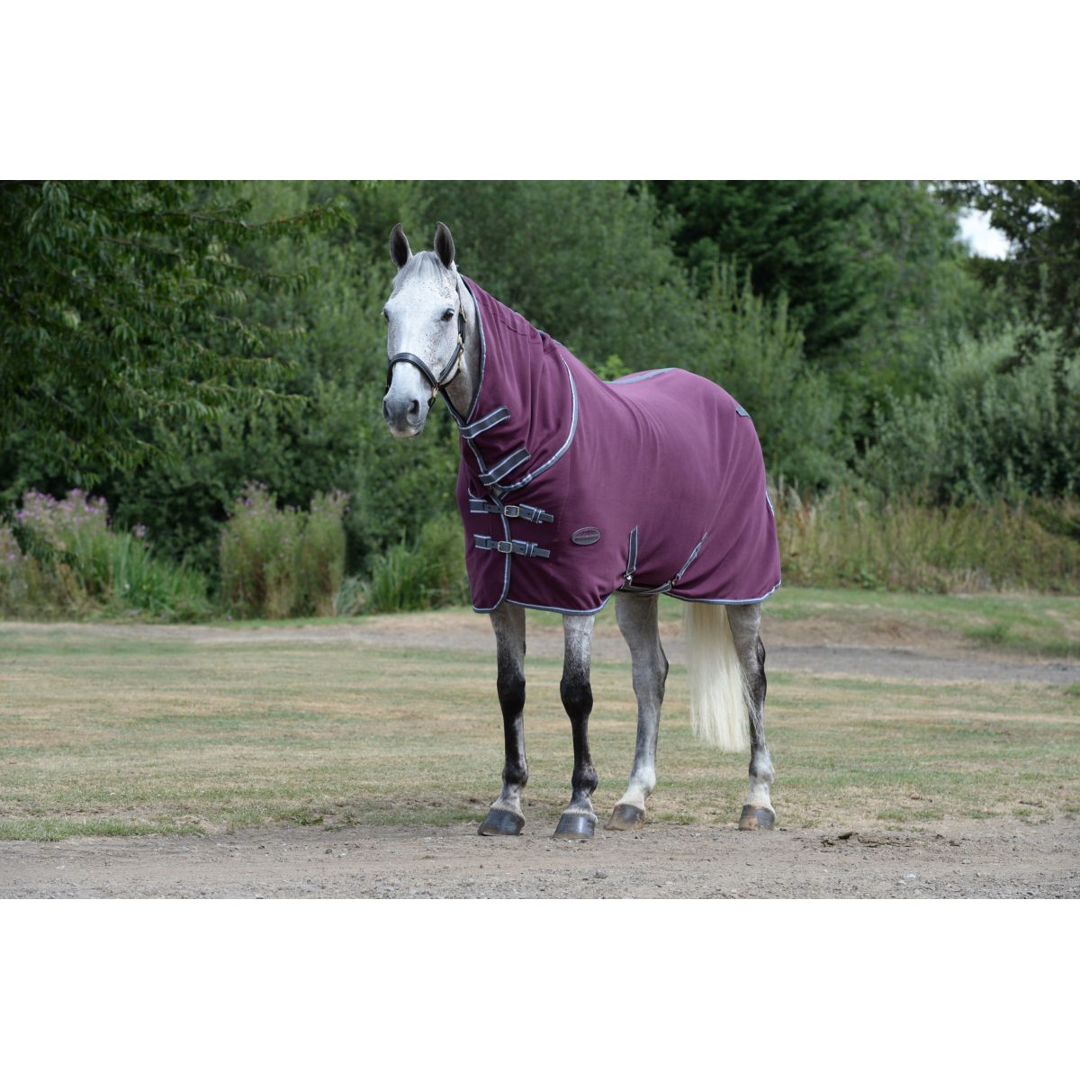 Weatherbeeta Fleecedeken Cooler Combo Neck Maroon/Grijs/Wit