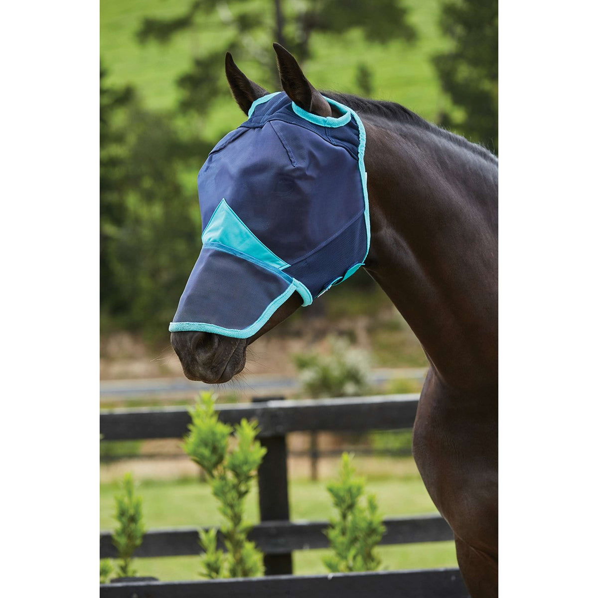 Weatherbeeta Vliegenmasker Comfitec Fine Mesh met Neus Navy/Turquoise