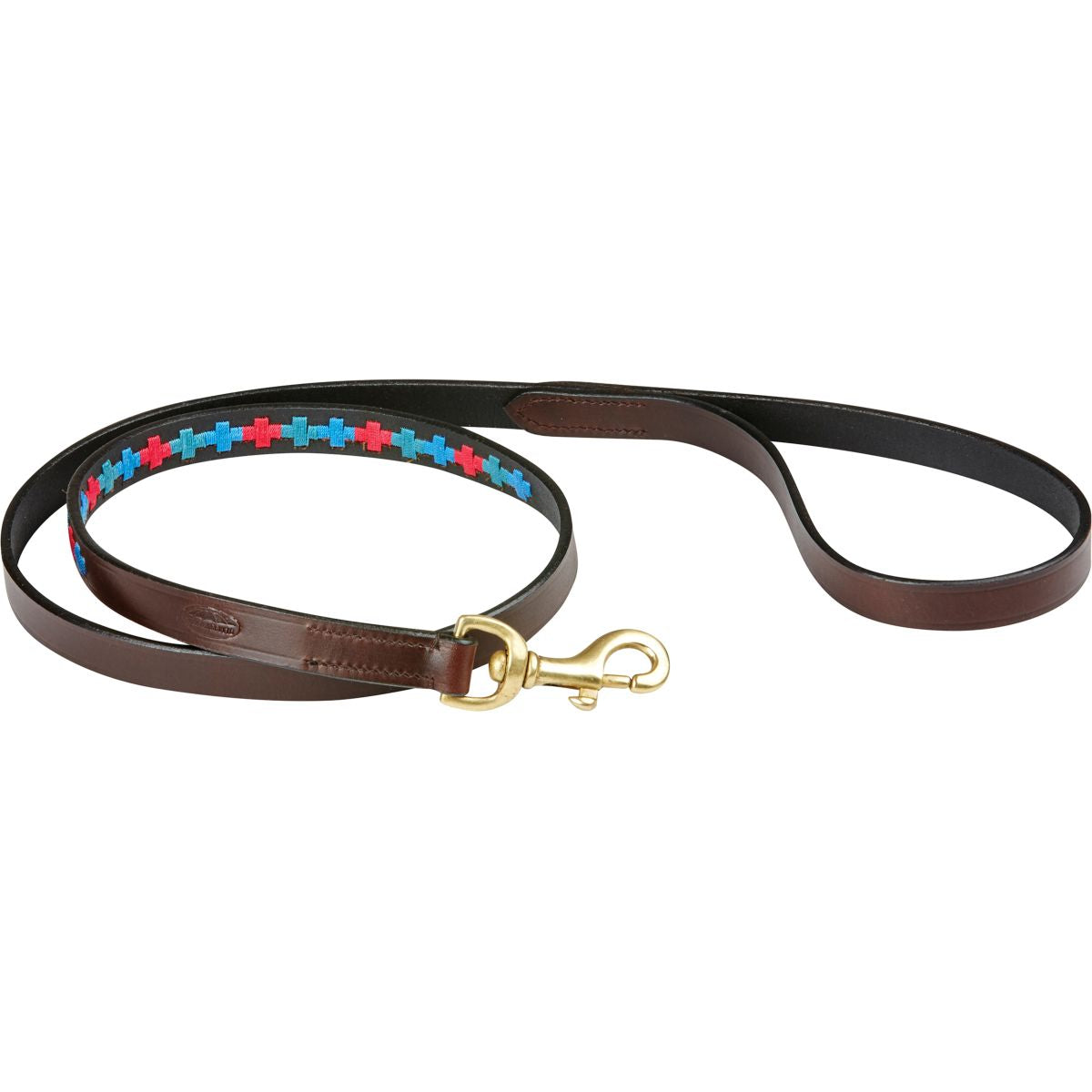 Weatherbeeta Hondenriem Polo Leer Beaufort Brown/Emerald/Roze/Blauw