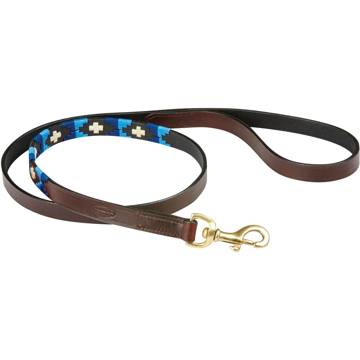 Weatherbeeta Hondenriem Polo Leer Cowdray Brown/Blauw/Blauw