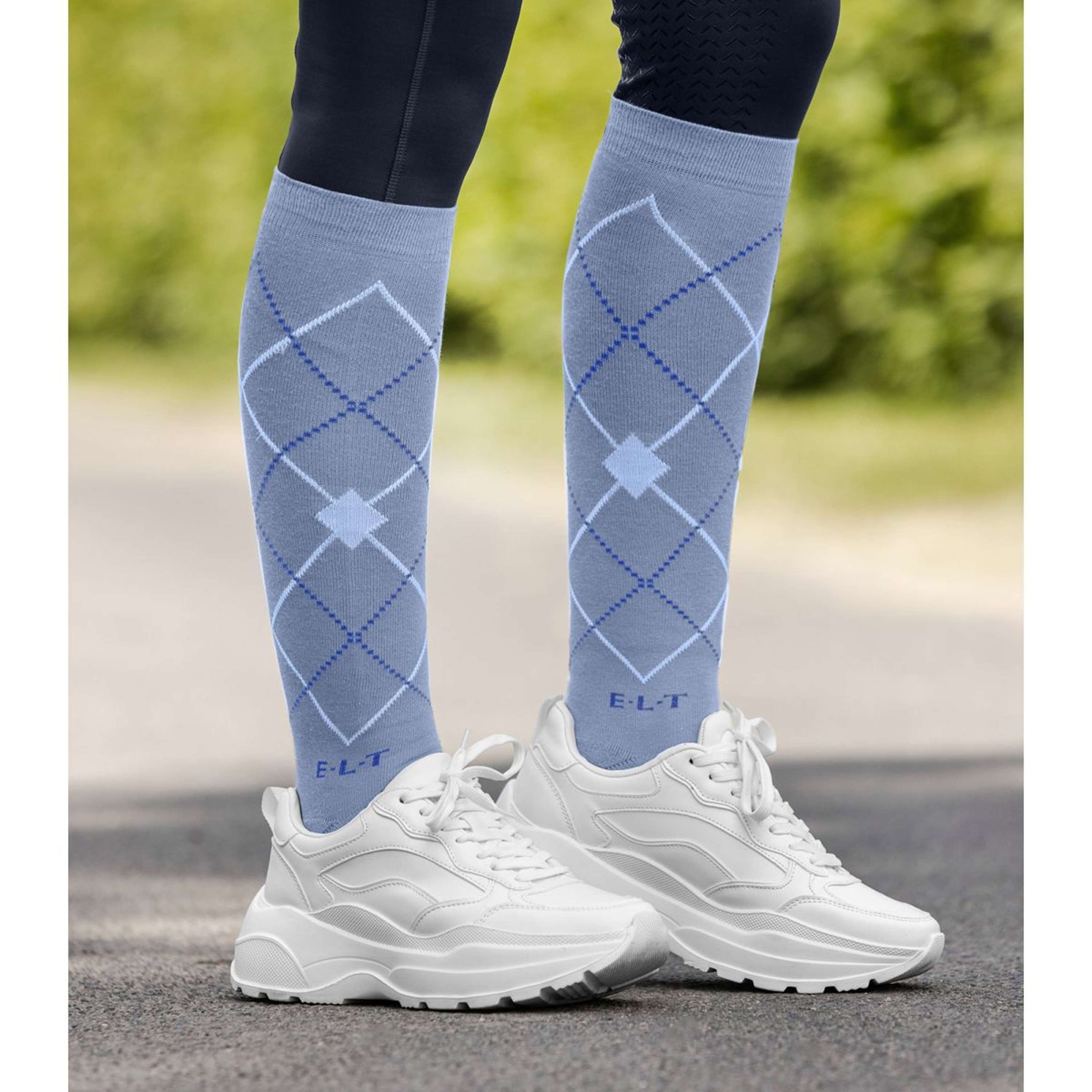 ELT Rijsokken Argyle Blue Grey ELT Rijsokken Argyle Blue Grey