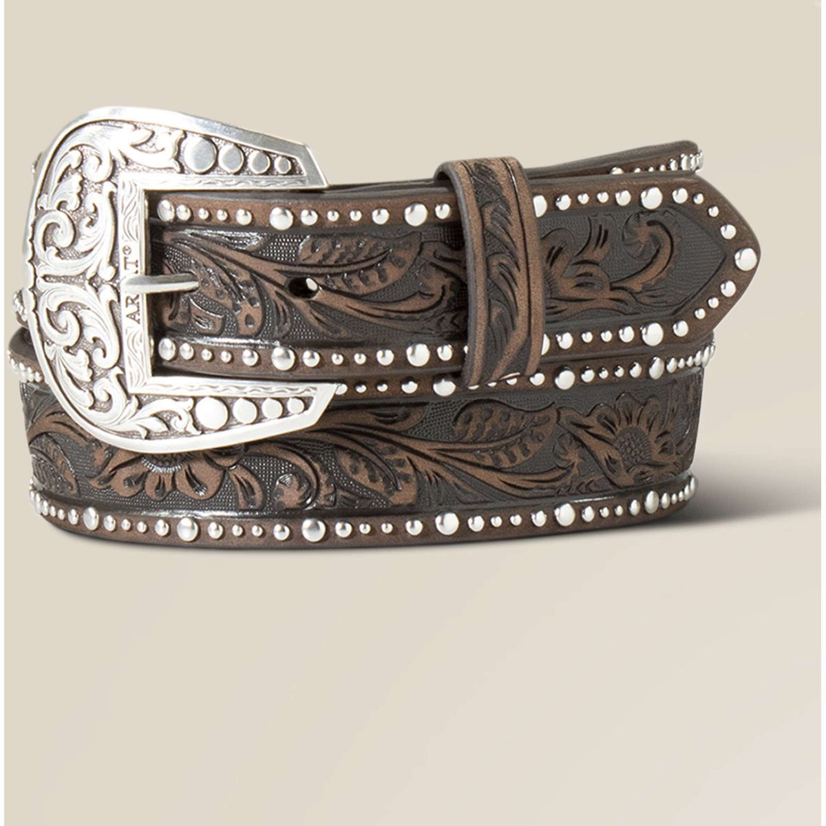 Ariat Riem Studded Tooled Embossed Bruin