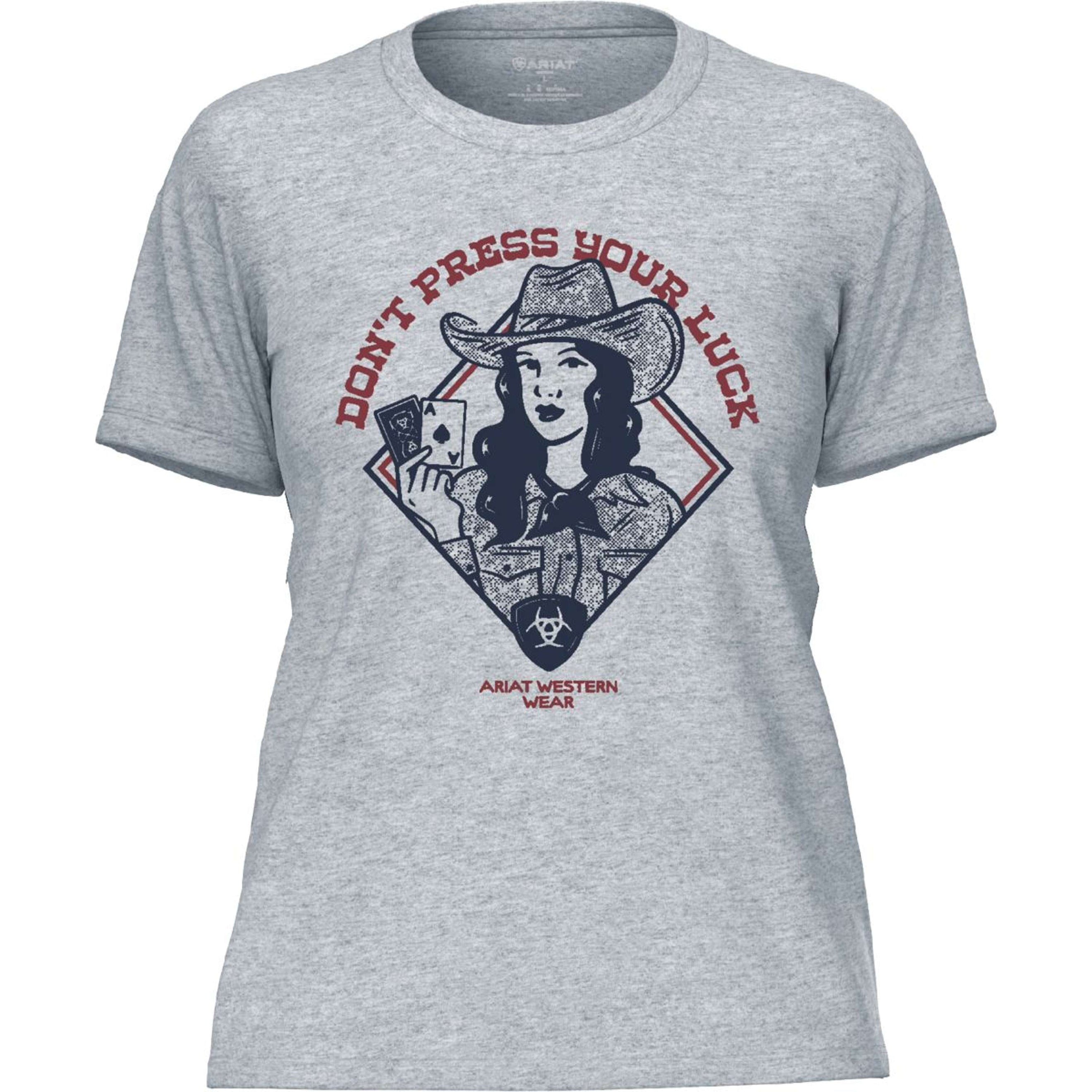 Ariat T-Shirt Don't Press Your Luck Dames Ice Blue