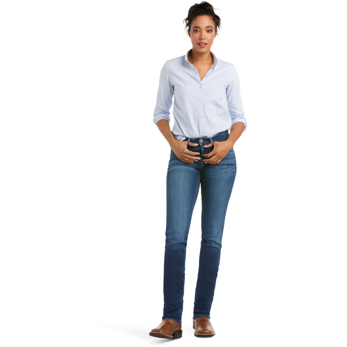 Ariat Jeans Real Perfect Rise Abby Straight Dames Mackenzie Blue