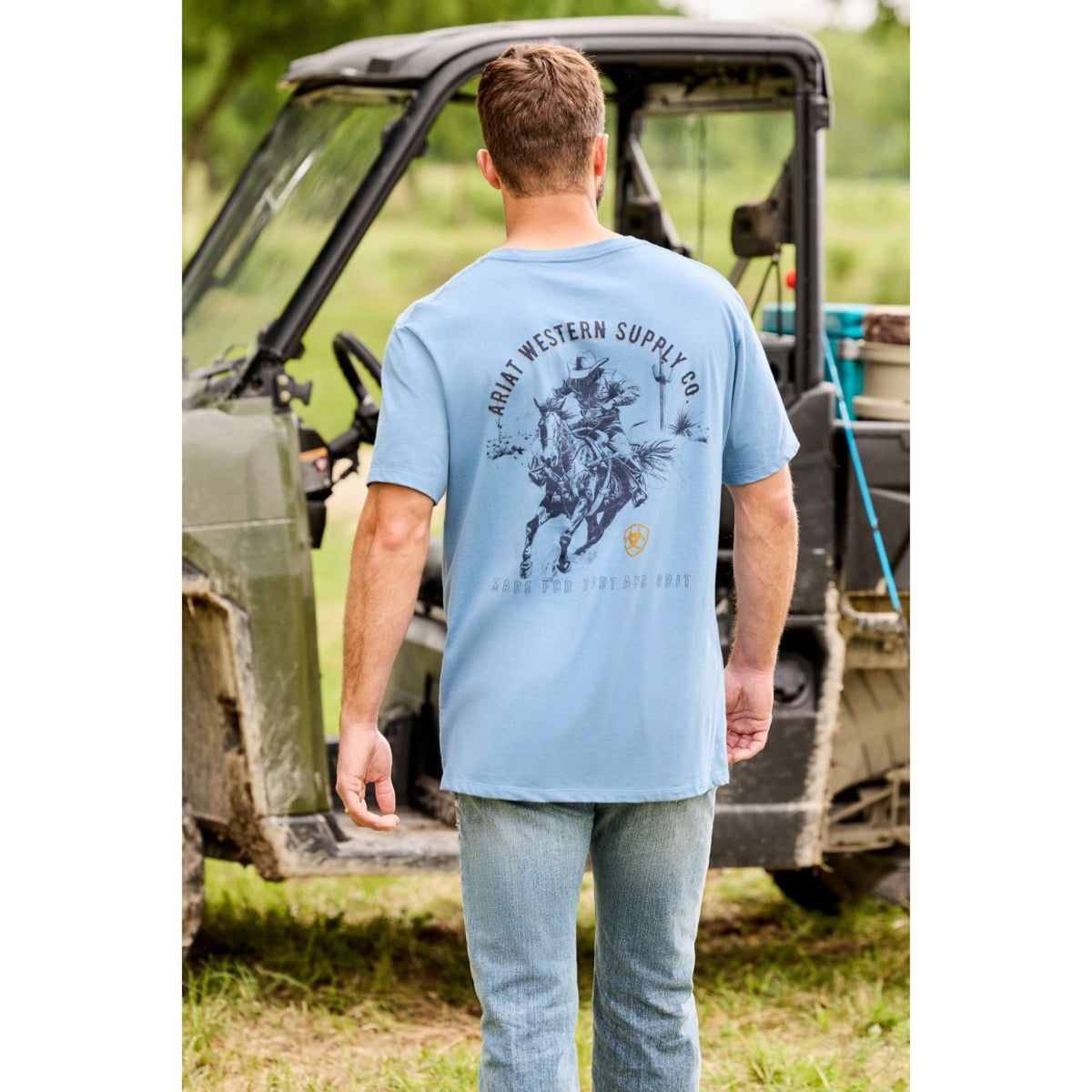 Ariat T-Shirt Blazing Saddle Heren Blauw
