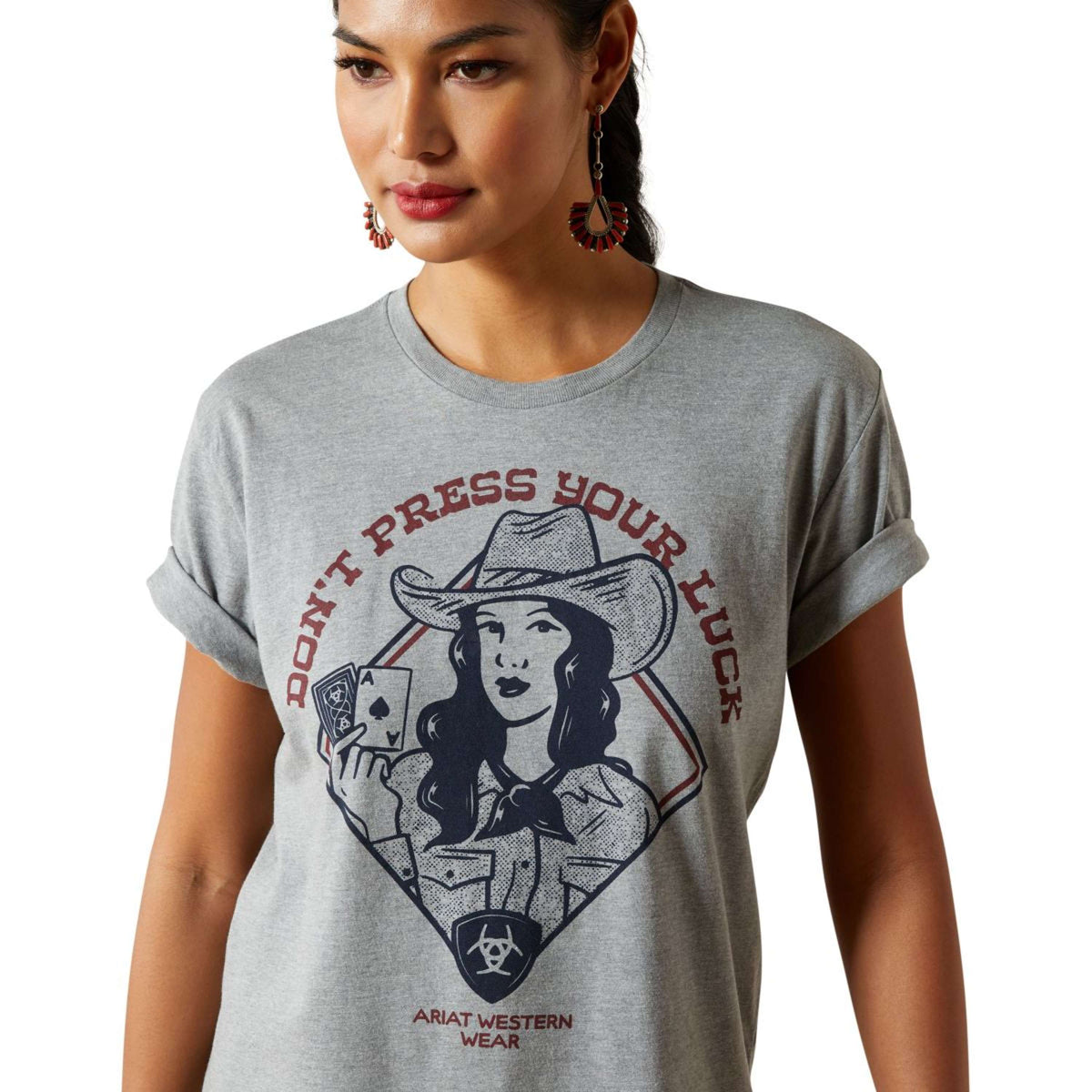 Ariat T-Shirt Don't Press Your Luck Dames Ice Blue