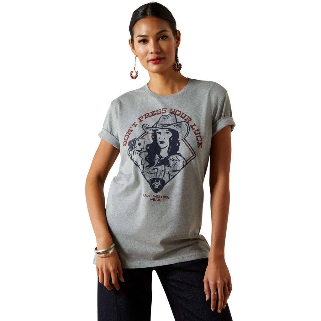 Ariat T-Shirt Don't Press Your Luck Dames Ice Blue