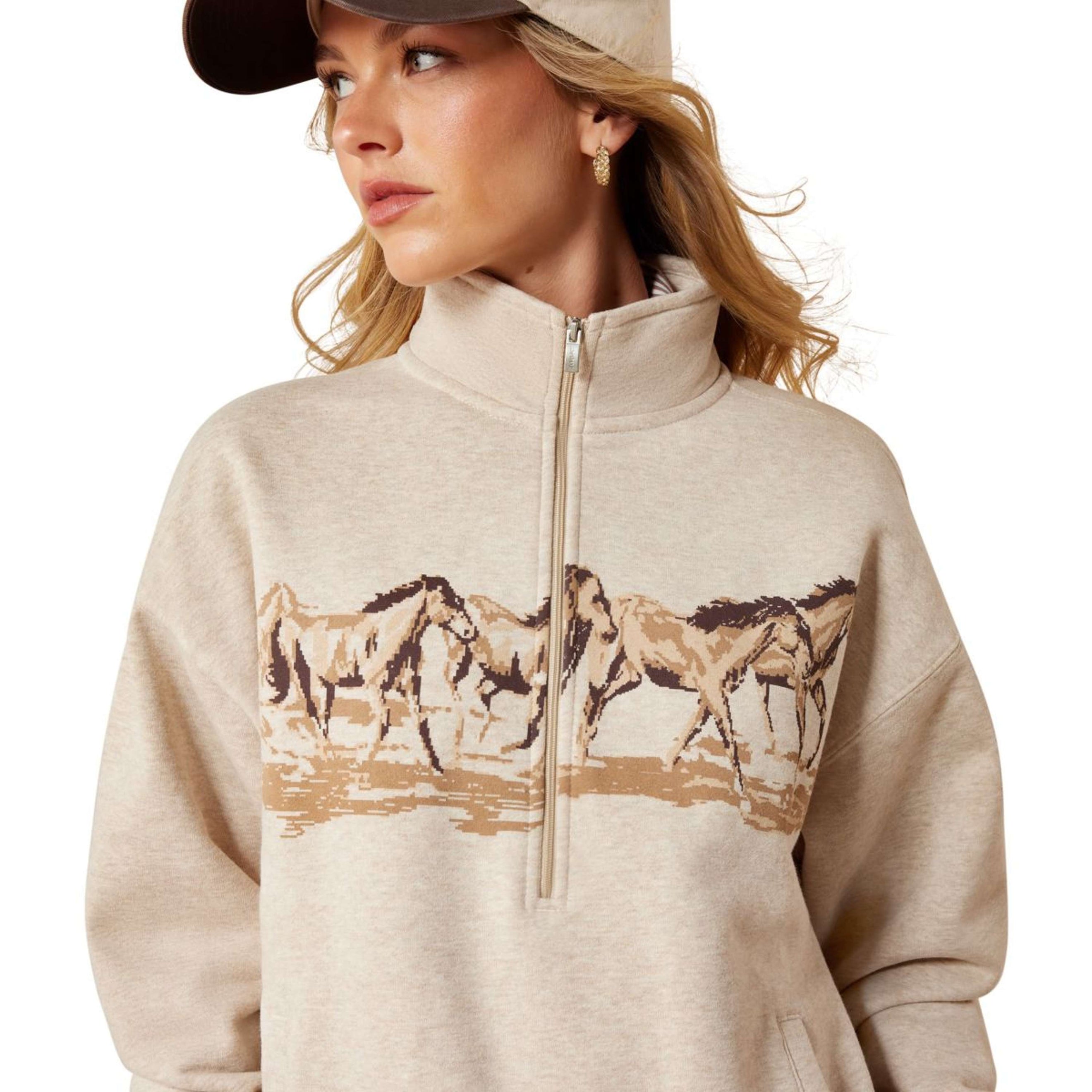 Ariat Sweater Running Wild Dames Oatmeal Ariat Sweater Running Wild Dames Oatmeal