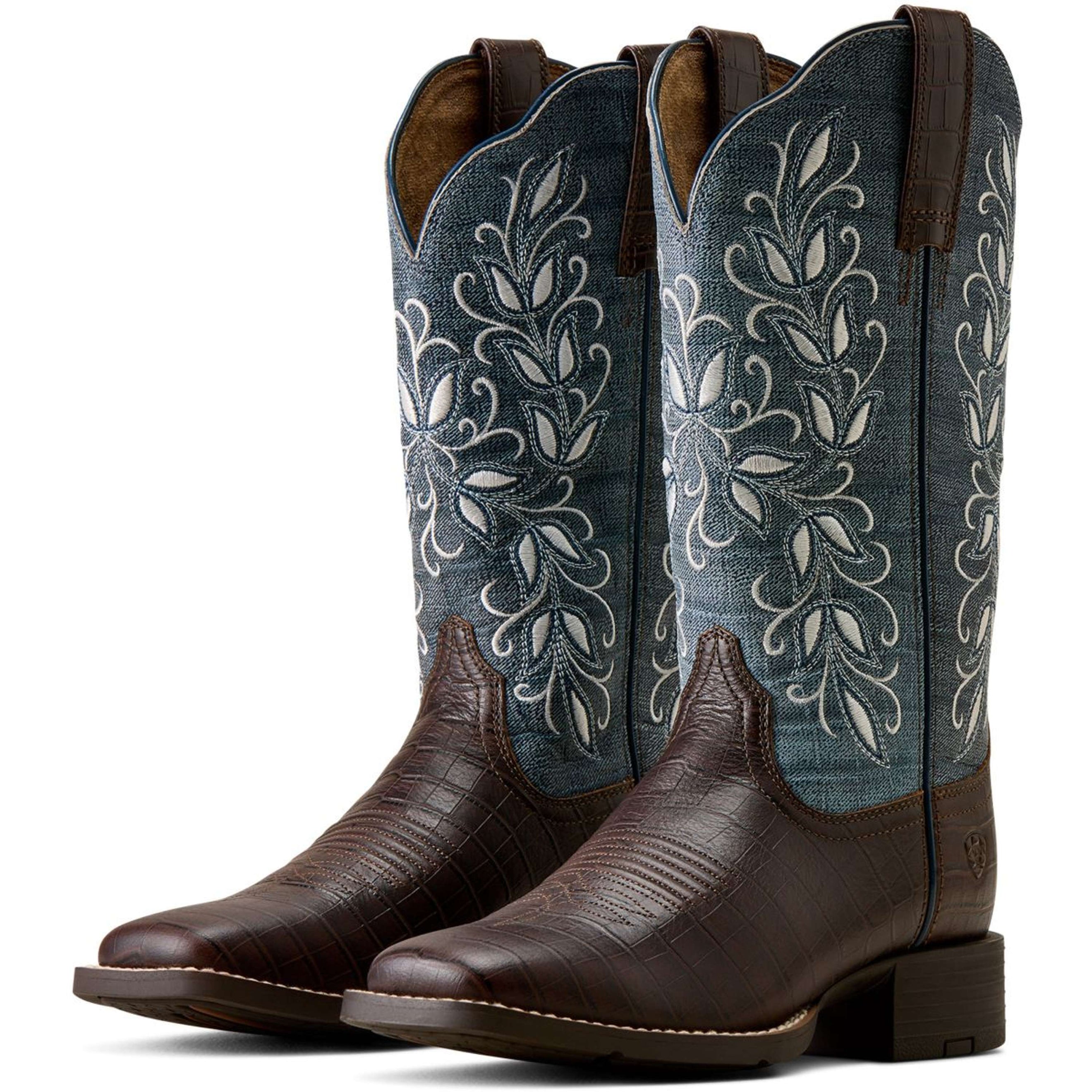 Ariat Westernlaarzen Round Up Holly Dames Chocolate Croc