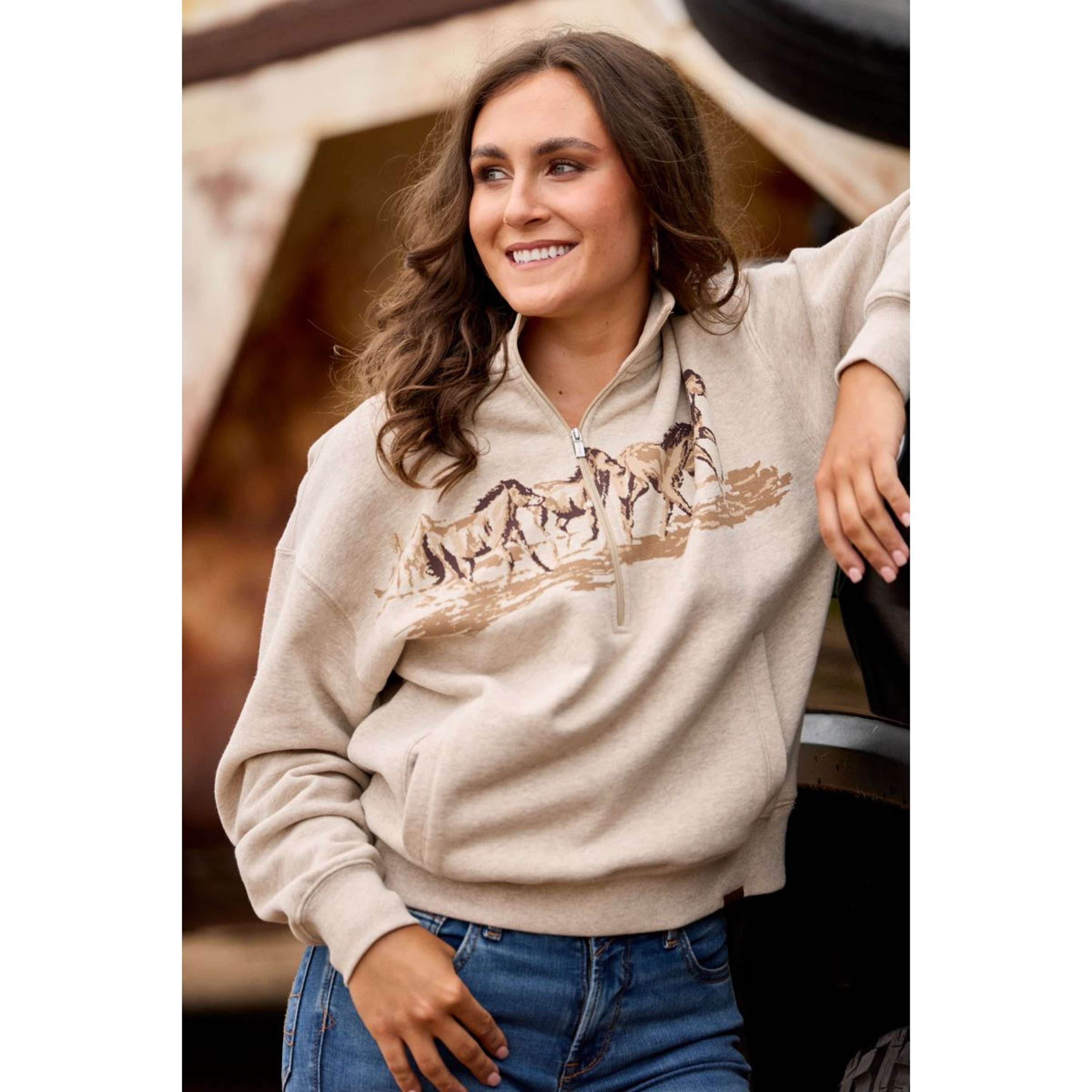 Ariat Sweater Running Wild Dames Oatmeal