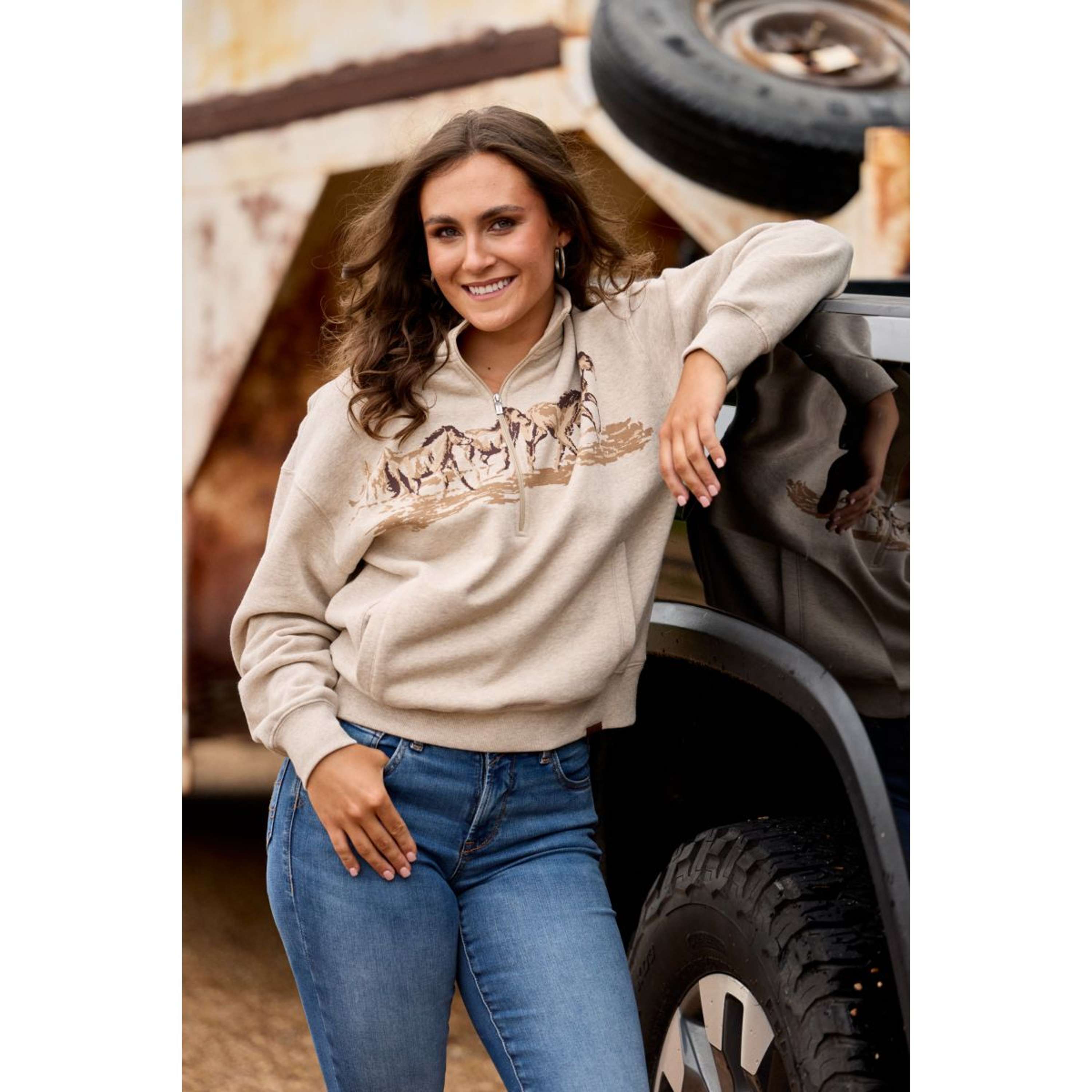 Ariat Sweater Running Wild Dames Oatmeal