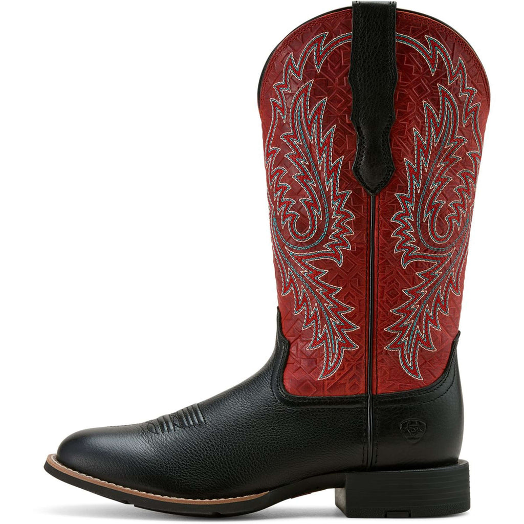 Ariat Westernlaarzen Round Up Stretchfit Dames Black Deertan/Garnet Emboss