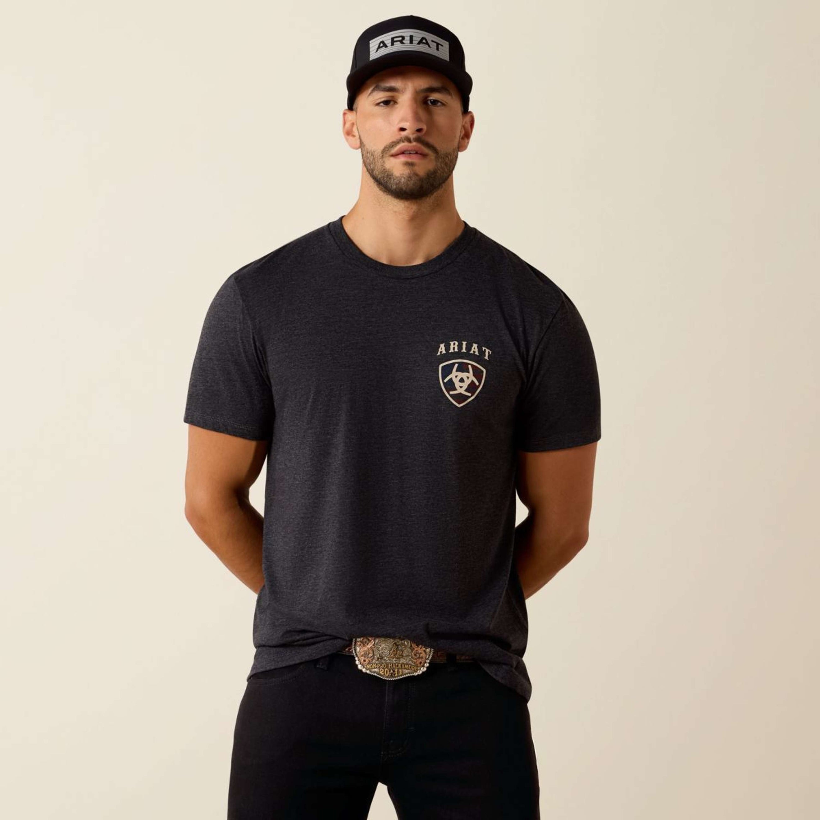 Ariat T-Shirt American Bison Tee Heren Charcoal Heather