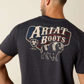 Ariat T-Shirt American Bison Tee Heren Charcoal Heather