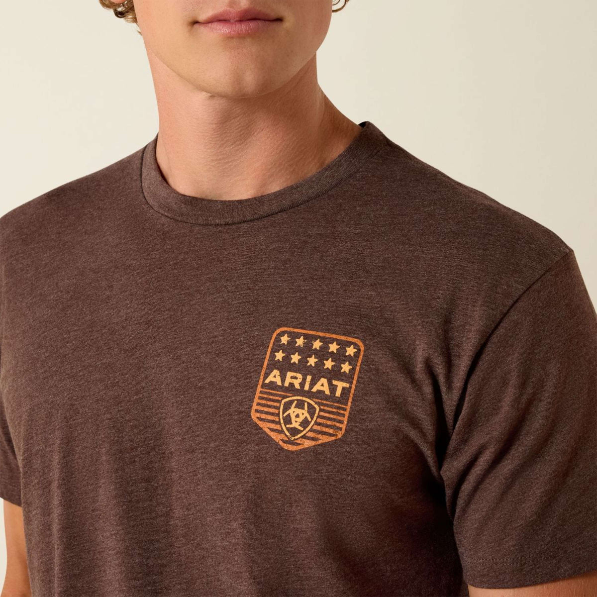 Ariat T-Shirt Strip Patriotic Badge Tee Heren Brown Heather