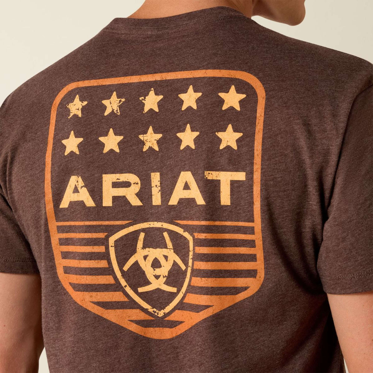 Ariat T-Shirt Strip Patriotic Badge Tee Heren Brown Heather