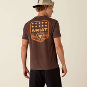 Ariat T-Shirt Strip Patriotic Badge Tee Heren Brown Heather