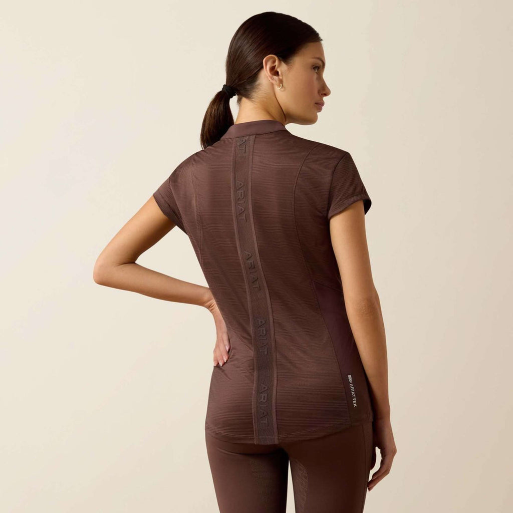 Ariat T-Shirt Breathe 1/2 Zip Dames Pommel Brown
