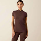 Ariat T-Shirt Breathe 1/2 Zip Dames Pommel Brown