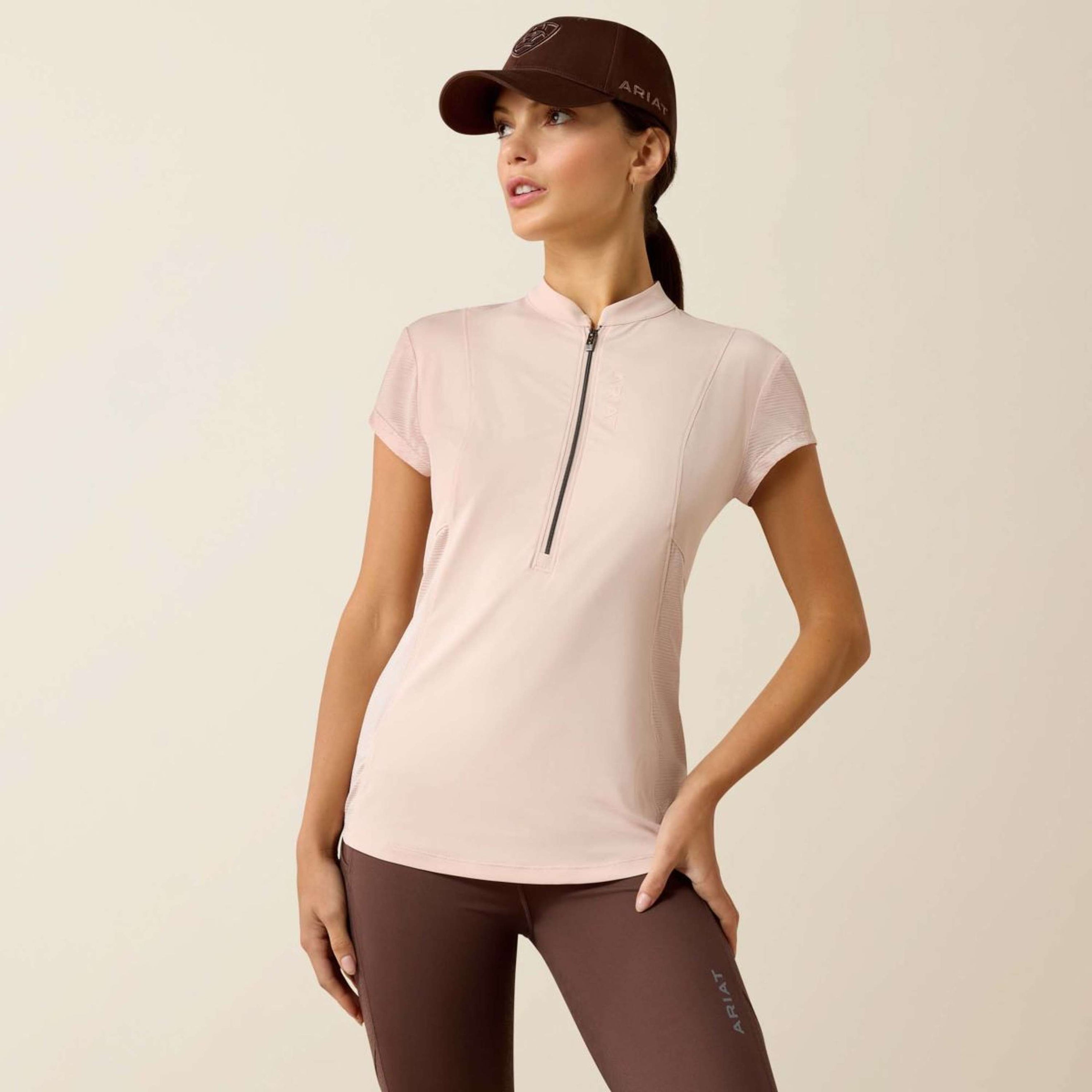 Ariat T-Shirt Breathe 1/2 Zip Dames Sepia Rose
