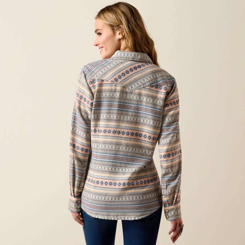 Ariat Blouse Arizona Western Dames Ombre Blue Southwest