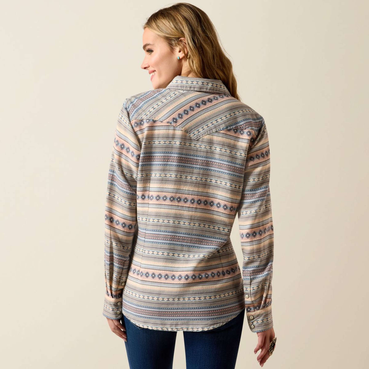 Ariat Blouse Arizona Western Dames Ombre Blue Southwest